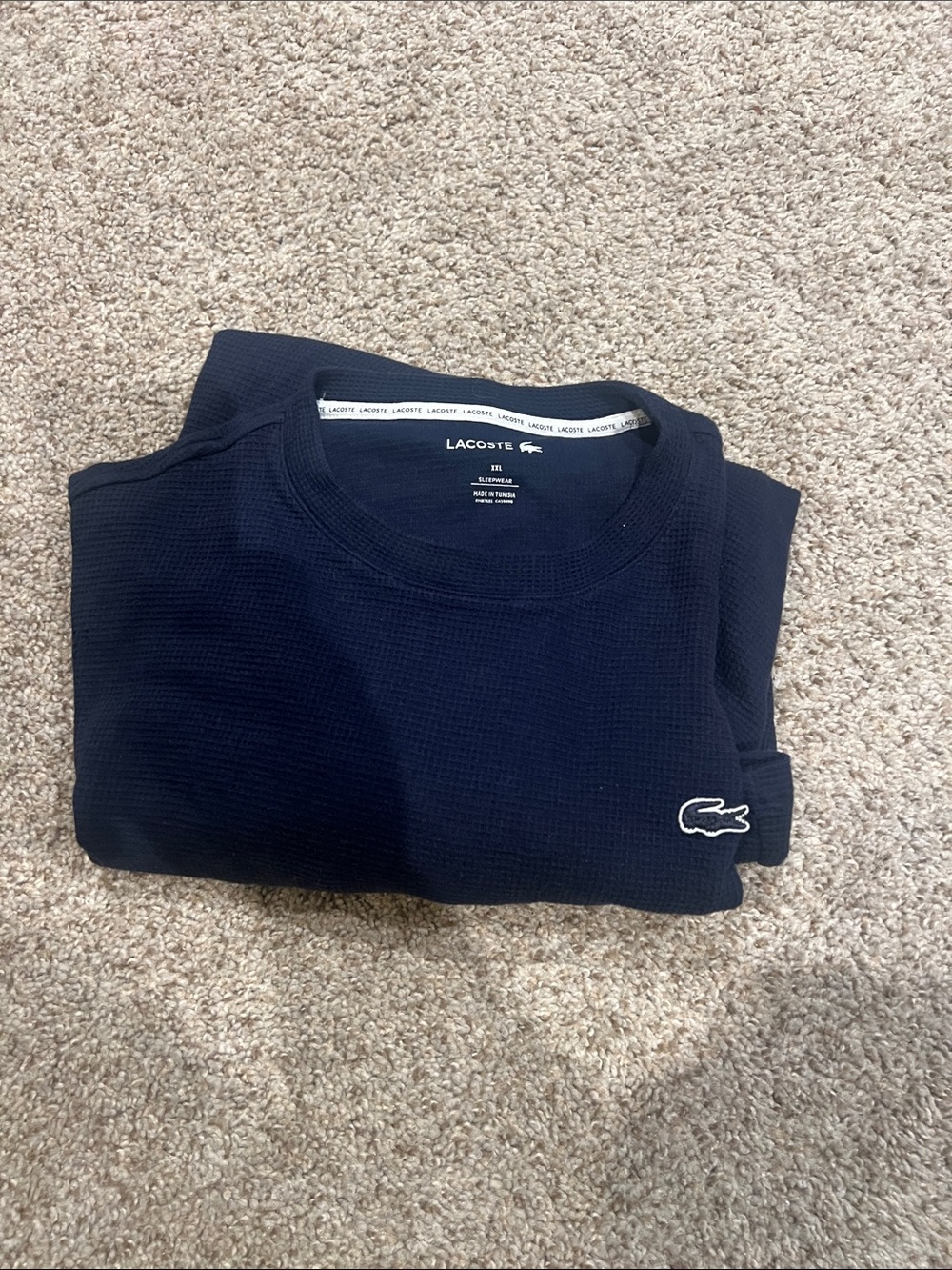 Lacoste Navy Crewneck Sweater with Embroidered Crocodile